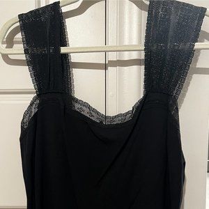 Max Studio - Large L - Black Lace Strap Tank Top